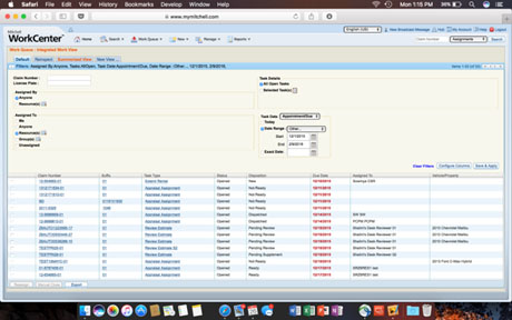 screenshot of Mitchell WorkCenter
